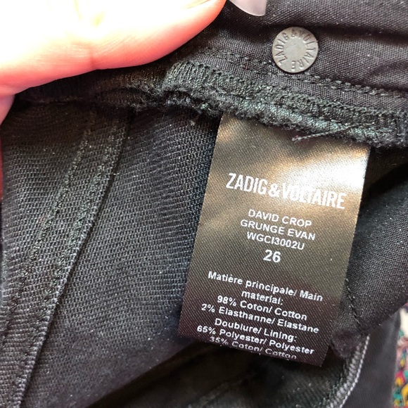 Zadig & Voltaire x Jagger Snow David Frayed Jeans Black Sz 26 - Picture 7 of 14